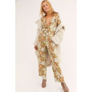 Free People Da-Nang Silk Utility Floral Jumpsuit